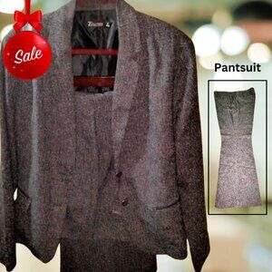 NY&CO Heather Gray Twill Pantsuit Sz 18